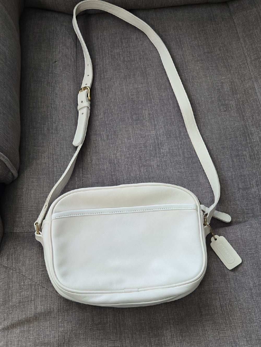 Coach White Leather Crossbody Bag Vintage Camera Bag 90's